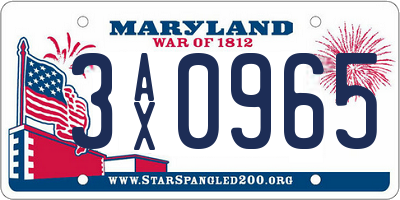MD license plate 3AX0965