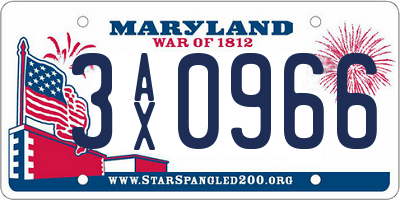 MD license plate 3AX0966