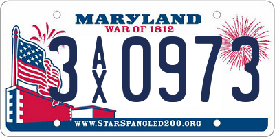 MD license plate 3AX0973