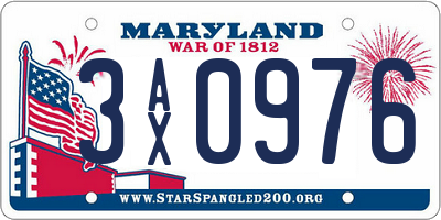 MD license plate 3AX0976
