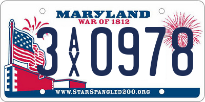 MD license plate 3AX0978
