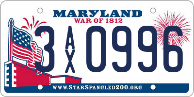 MD license plate 3AX0996