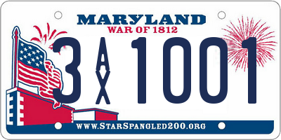 MD license plate 3AX1001