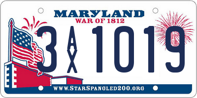 MD license plate 3AX1019