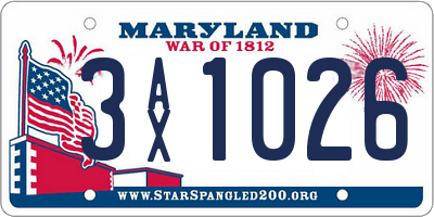 MD license plate 3AX1026