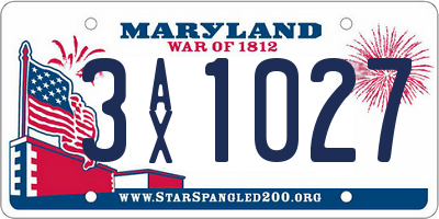 MD license plate 3AX1027