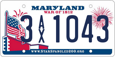 MD license plate 3AX1043