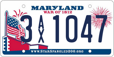 MD license plate 3AX1047