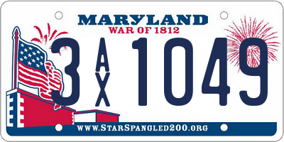 MD license plate 3AX1049