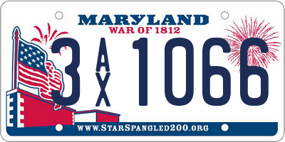 MD license plate 3AX1066