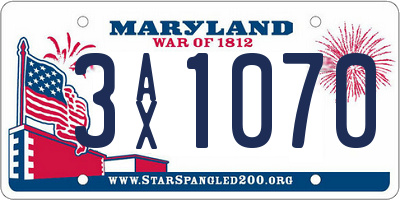 MD license plate 3AX1070