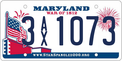 MD license plate 3AX1073