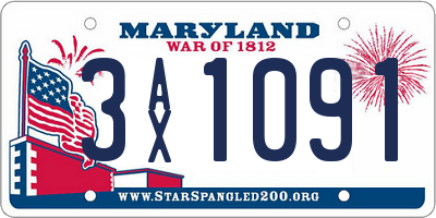MD license plate 3AX1091