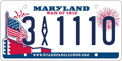 MD license plate 3AX1110