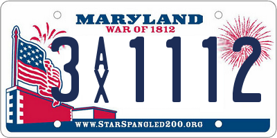 MD license plate 3AX1112