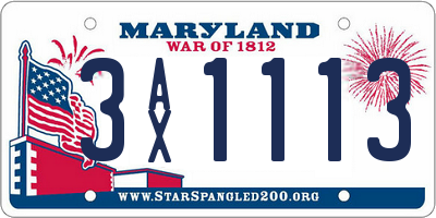 MD license plate 3AX1113