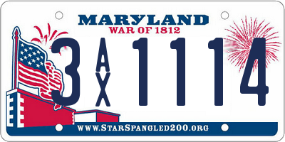 MD license plate 3AX1114