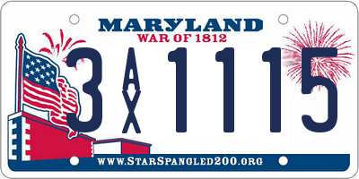 MD license plate 3AX1115