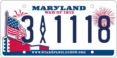 MD license plate 3AX1118