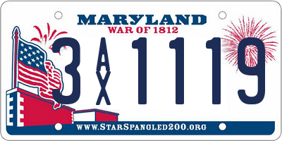 MD license plate 3AX1119