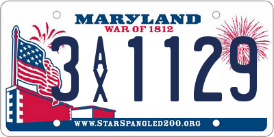 MD license plate 3AX1129