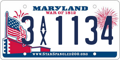 MD license plate 3AX1134