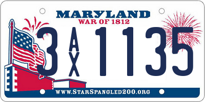 MD license plate 3AX1135