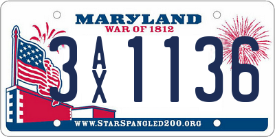 MD license plate 3AX1136