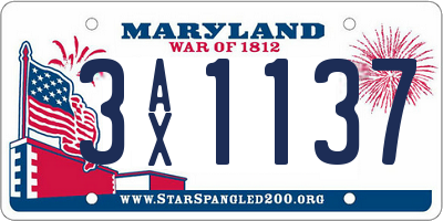 MD license plate 3AX1137