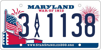 MD license plate 3AX1138