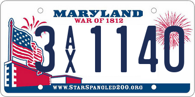 MD license plate 3AX1140