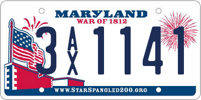MD license plate 3AX1141