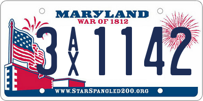 MD license plate 3AX1142