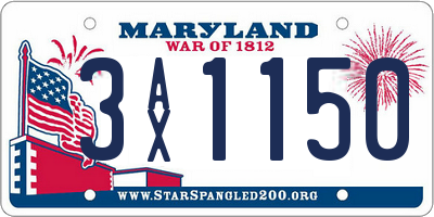 MD license plate 3AX1150