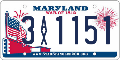 MD license plate 3AX1151