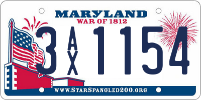 MD license plate 3AX1154