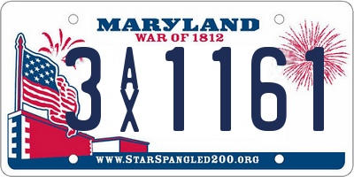 MD license plate 3AX1161