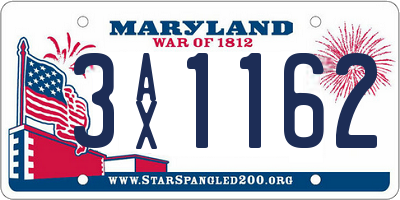 MD license plate 3AX1162