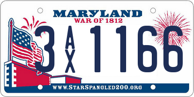 MD license plate 3AX1166
