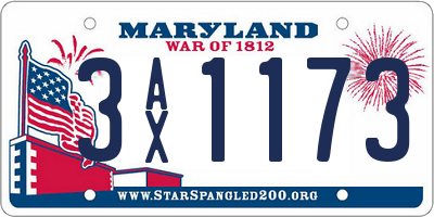 MD license plate 3AX1173