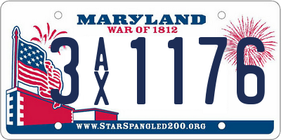 MD license plate 3AX1176