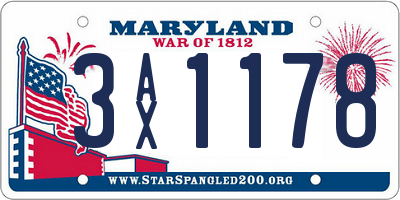 MD license plate 3AX1178