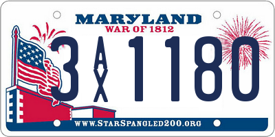 MD license plate 3AX1180