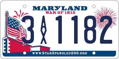 MD license plate 3AX1182