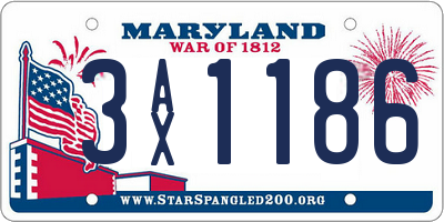 MD license plate 3AX1186