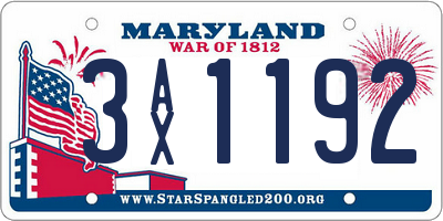 MD license plate 3AX1192