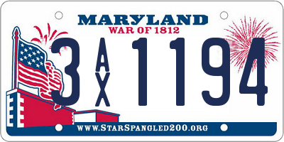 MD license plate 3AX1194