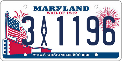 MD license plate 3AX1196