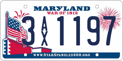 MD license plate 3AX1197