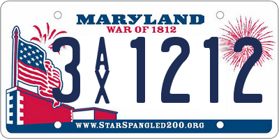 MD license plate 3AX1212